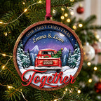 Personalized Our First Christmas Together Red Truck Wooden Ornament