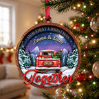 Personalized Our First Christmas Together Red Truck Wooden Ornament