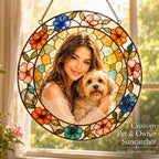 Personalized pet and owner photo suncatcher