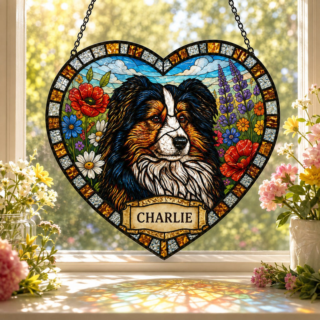 Personalized pet memorial heart photo suncatcher 02