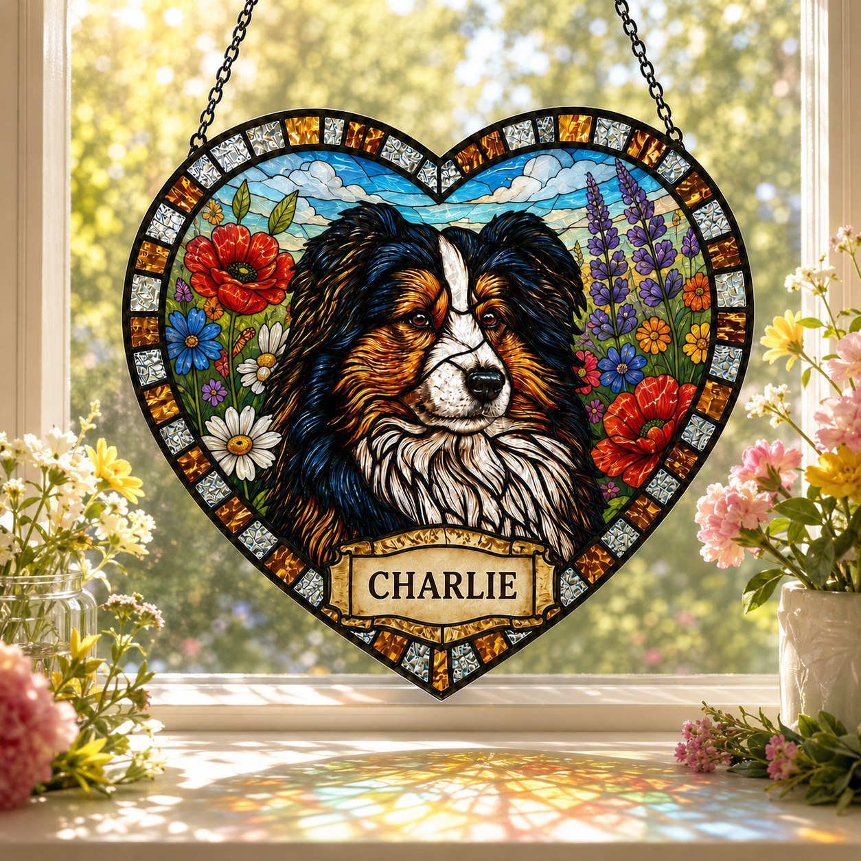 Personalized pet memorial heart photo suncatcher 02