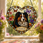 Personalized pet memorial heart photo suncatcher 03