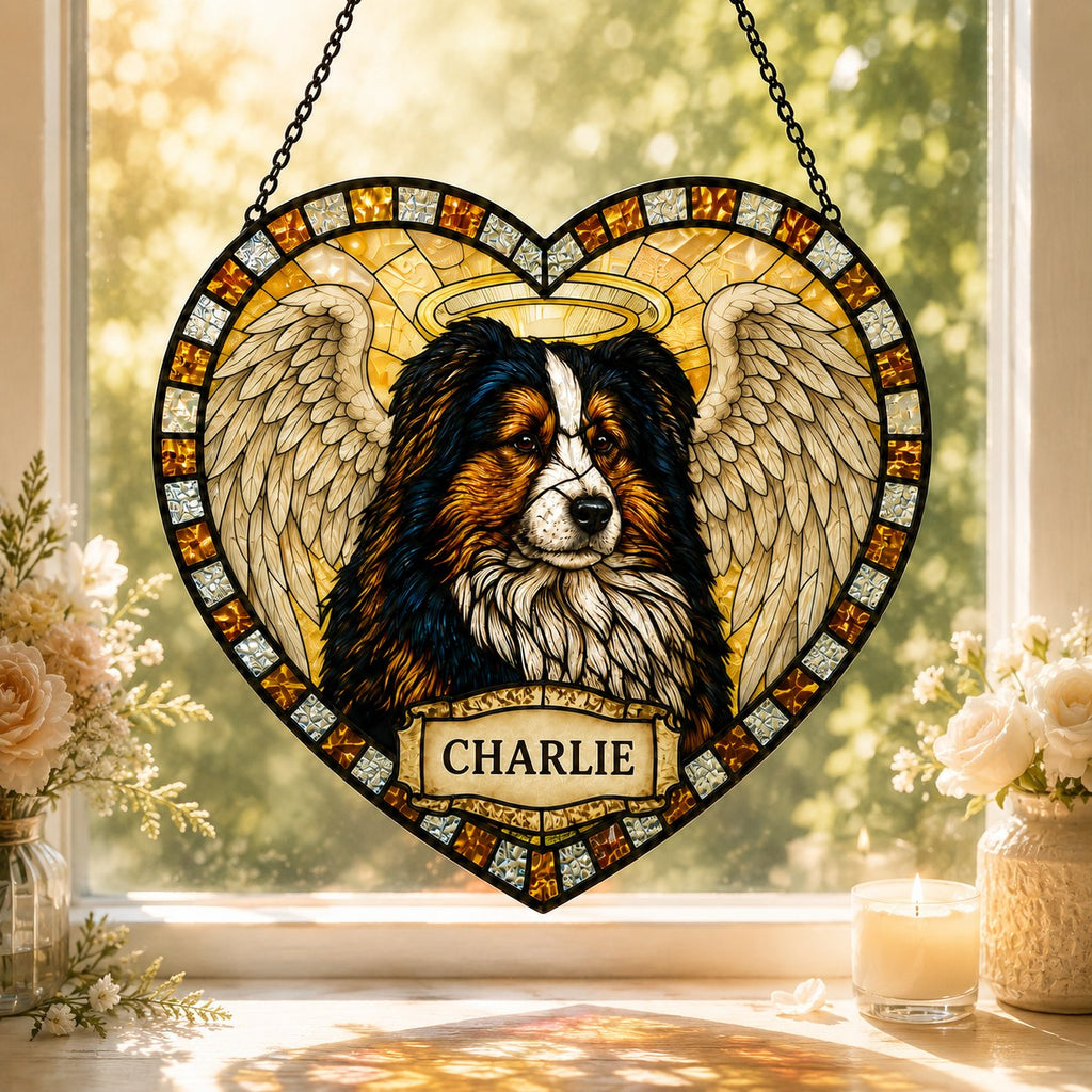 Personalized pet memorial heart photo suncatcher 04
