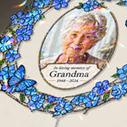 Personalized photo memorial wreath crystal suncatcher in a window