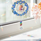 Personalized photo memorial wreath crystal suncatcher