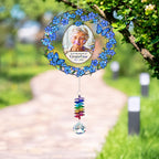 Personalized photo memorial wreath crystal suncatcher