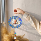 Personalized photo memorial wreath crystal suncatcher