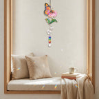 Personalized pink blossom butterfly memorial crystal suncatcher