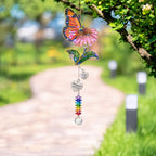 Personalized pink blossom butterfly memorial crystal suncatcher