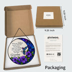 Personalized purple floral hummingbird memorial suncatcher view 4