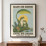 Personalized Rain or Shine Until We Croak Frog Couple Canvas Wall Art