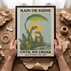 Personalized Rain or Shine Until We Croak Frog Couple Canvas Wall Art