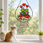 Personalized Ruby Wedding Anniversary Frog Couple Holographic Acrylic Suncatcher