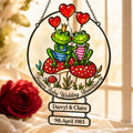 Personalized Ruby Wedding Anniversary Frog Couple Holographic Acrylic Suncatcher