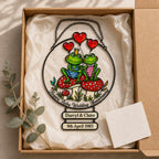 Personalized Ruby Wedding Anniversary Frog Couple Holographic Acrylic Suncatcher