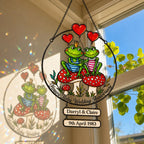 Personalized Ruby Wedding Anniversary Frog Couple Holographic Acrylic Suncatcher