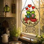 Personalized Ruby Wedding Anniversary Frog Couple Holographic Acrylic Suncatcher