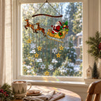 Personalized Santa Sleigh & Reindeer Family Name Holographic Acrylic Suncatcher
