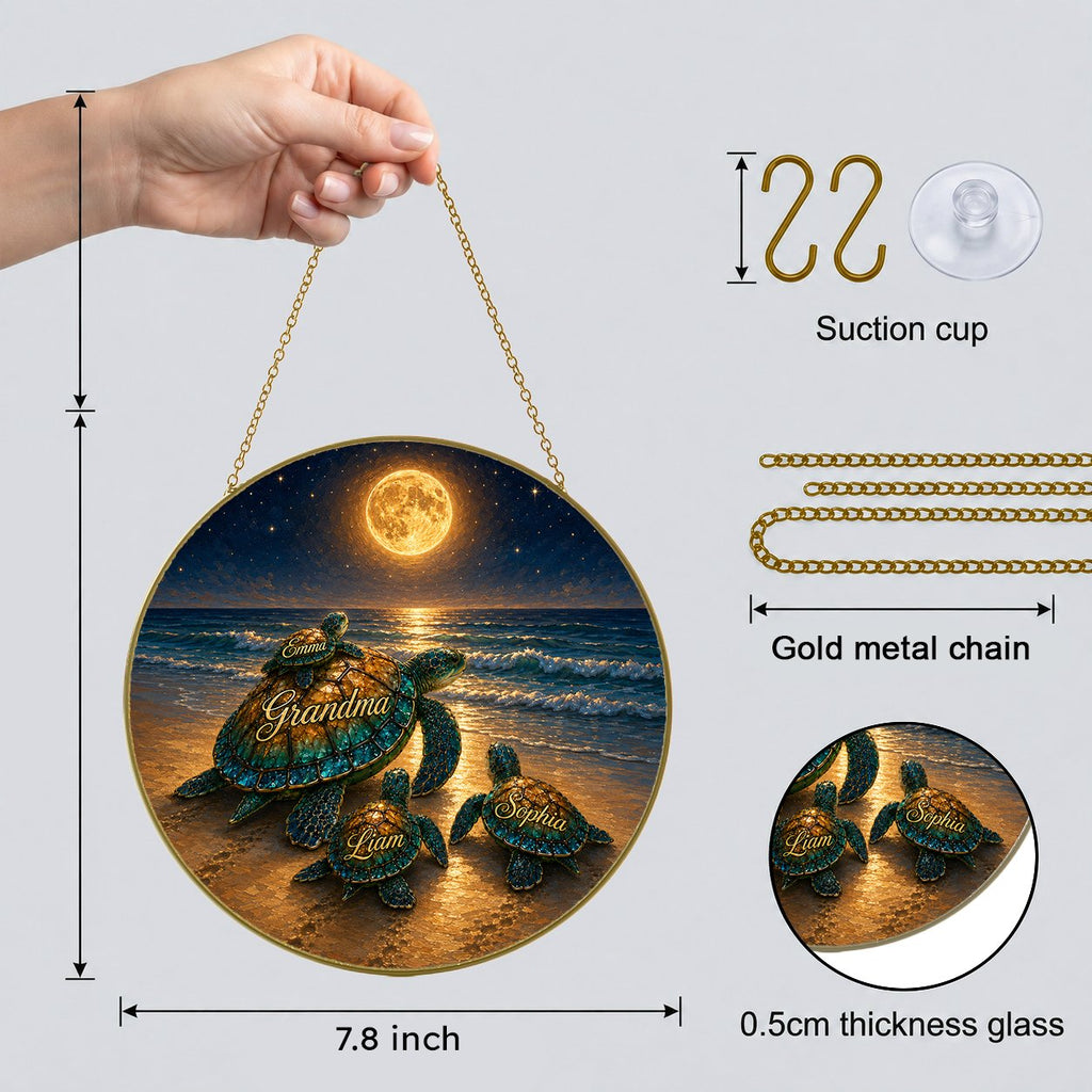 Personalized sea turtle family suncatcher - view 2