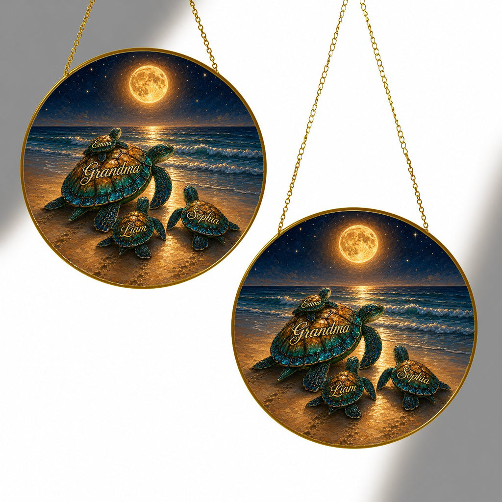 Personalized sea turtle family suncatcher - view 3