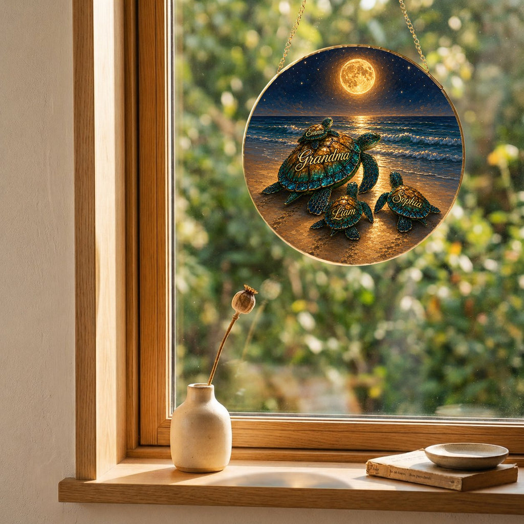 Personalized sea turtle family suncatcher - view 9