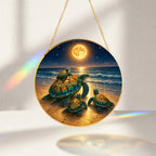 Personalized sea turtle family suncatcher clean product view