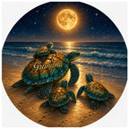 Personalized sea turtle family stained glass suncatcher design
