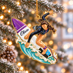 Personalized Sports & Hobby Name Ornament — Tennis, Basketball, Volleyball, Surfing, Saxophone or Horse Riding, Ceramic Christmas Ornament