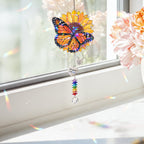 Personalized sunflower butterfly memorial crystal suncatcher