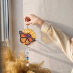 Personalized sunflower butterfly memorial crystal suncatcher