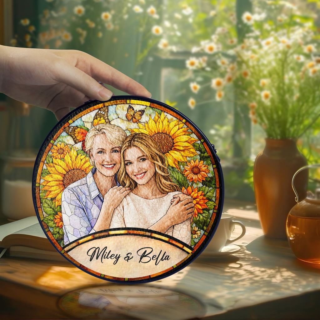 Personalized sunflower photo suncatcher packaging