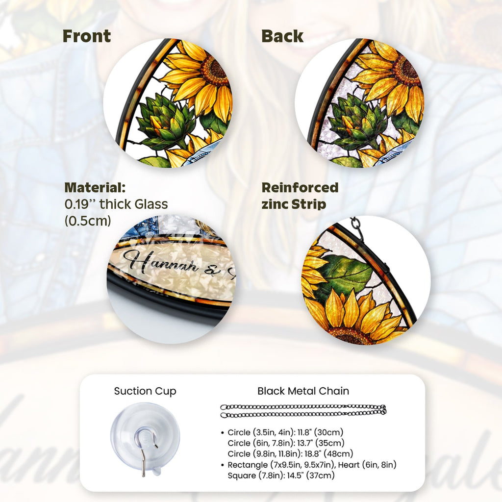 Personalized sunflower photo suncatcher detail
