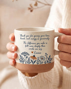 Personalized Thank You Wildflower Pottery Mug — The Warmth You Give