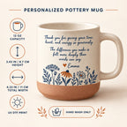 Personalized Thank You Wildflower Pottery Mug — The Warmth You Give