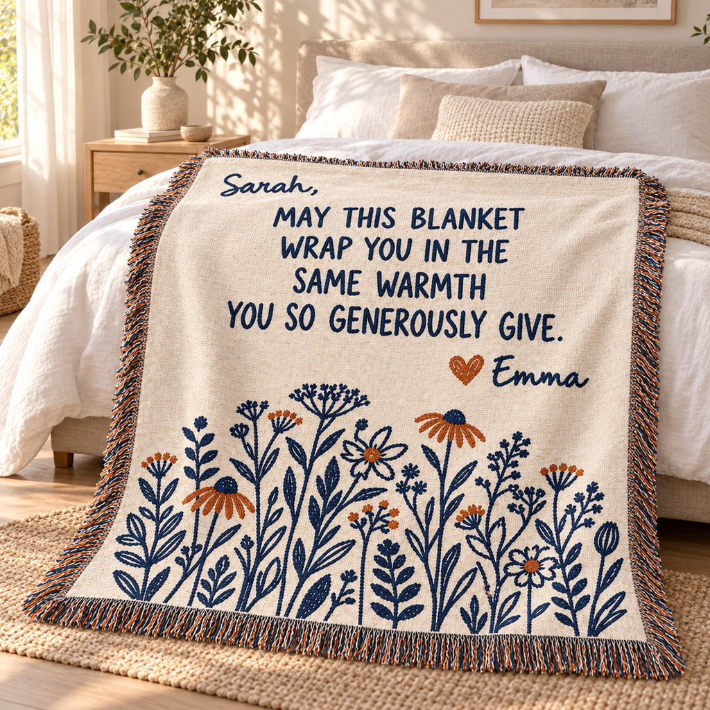 Personalized Thank You Wildflower Woven Blanket — The Warmth You Give