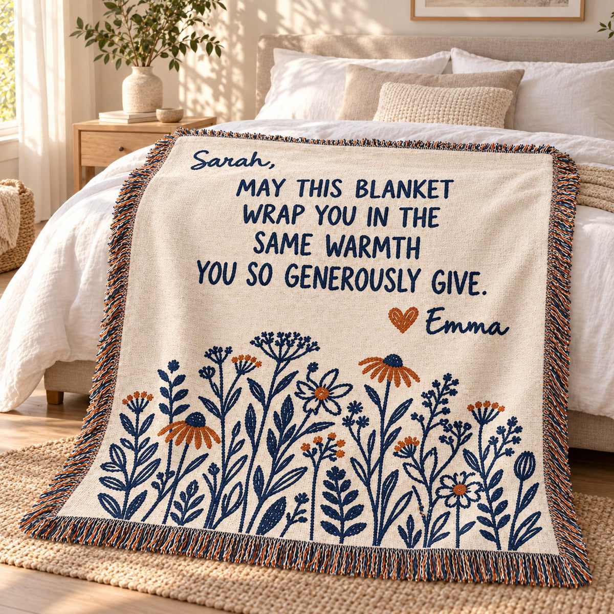 Personalized Thank You Wildflower Woven Blanket — The Warmth You Give