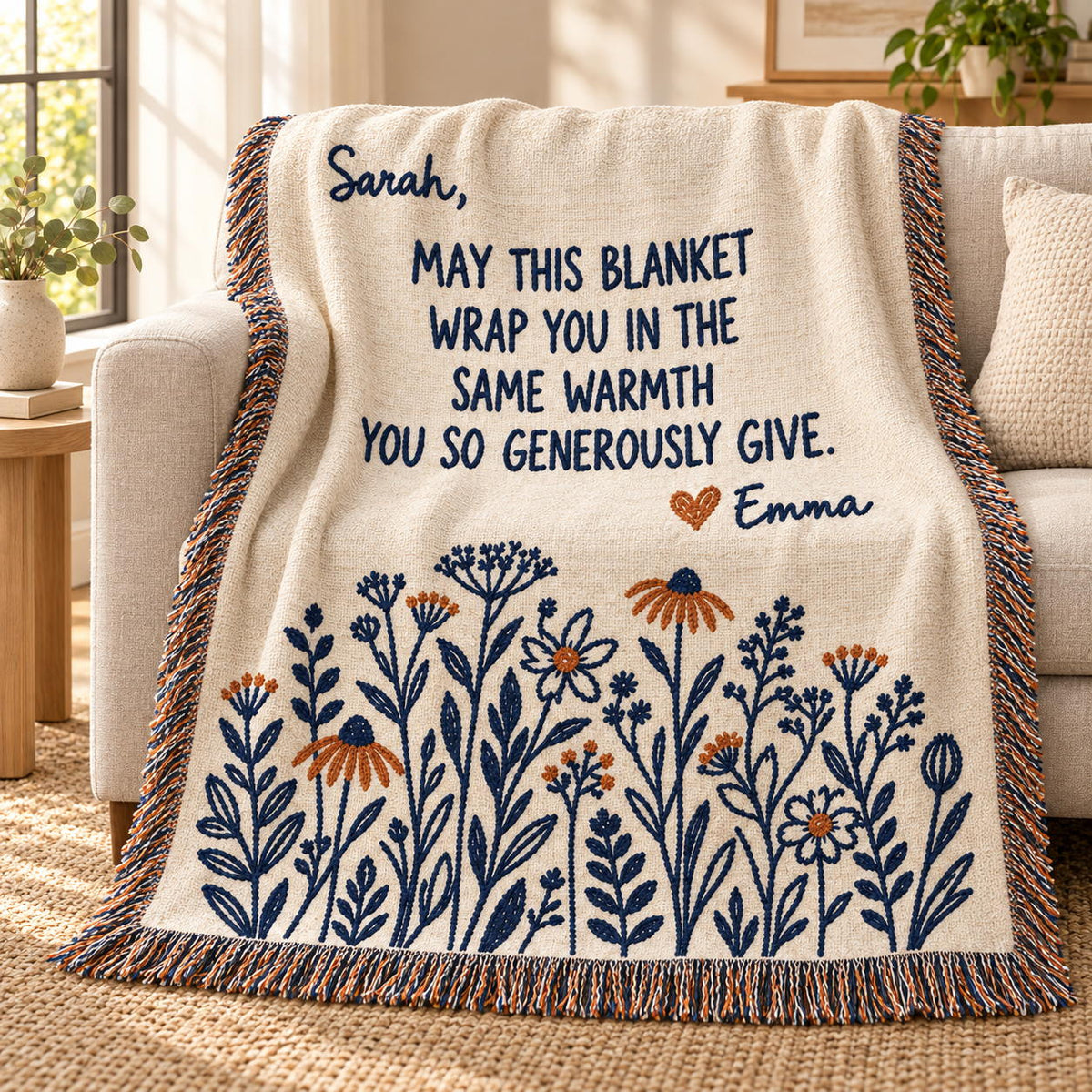 Personalized Thank You Wildflower Woven Blanket — The Warmth You Give