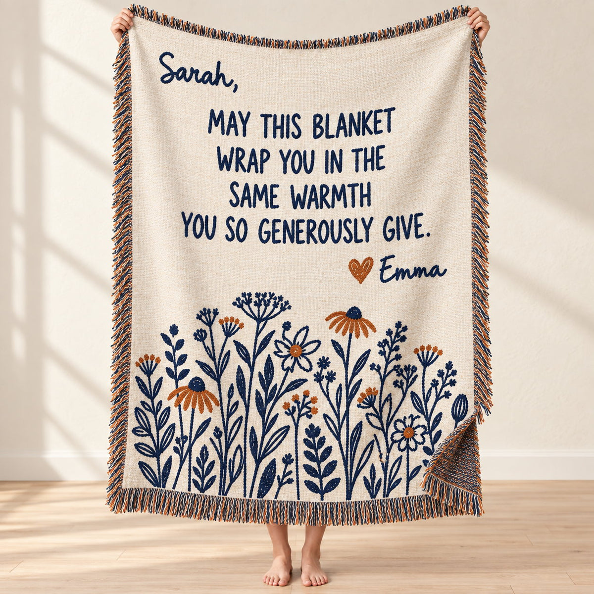 Personalized Thank You Wildflower Woven Blanket — The Warmth You Give