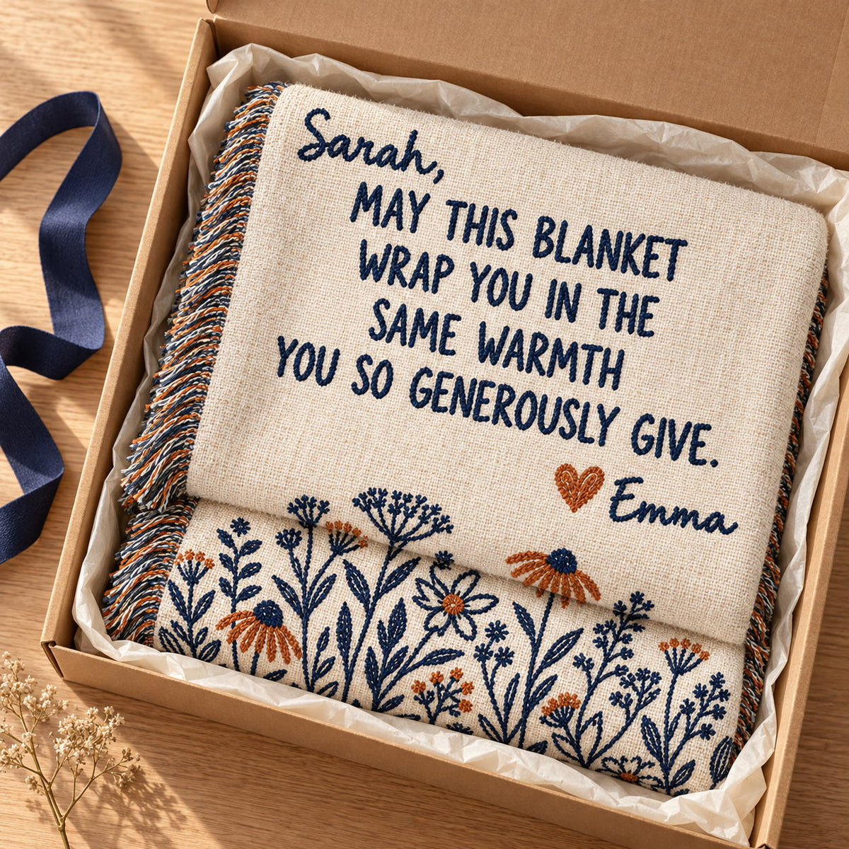 Personalized Thank You Wildflower Woven Blanket — The Warmth You Give