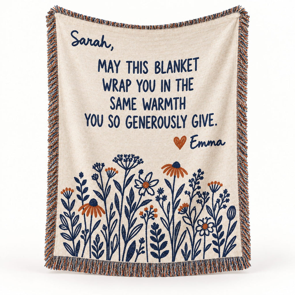 Personalized Thank You Wildflower Woven Blanket — The Warmth You Give