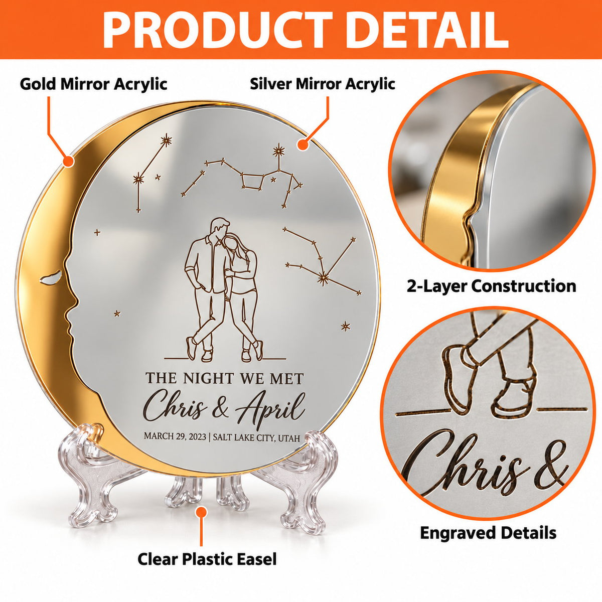 Personalized The Night We Met Moon Mirror Acrylic Sign