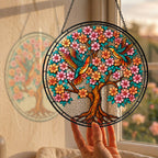 Personalized tree of life hummingbirds suncatcher view 2