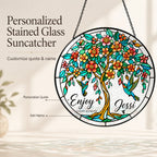 Personalized tree of life suncatcher in a window