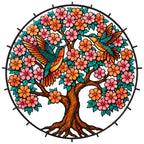 Personalized tree of life with hummingbirds suncatcher design