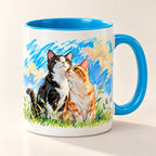 Personalized Tuxedo and Ginger Cat Couple Crayon Art Mug