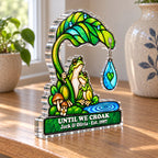 Personalized Until We Croak Frog Couple Acrylic Block with Raindrop Charm
