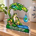 Personalized Until We Croak Frog Couple Acrylic Block with Raindrop Charm