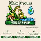 Personalized Until We Croak Frog Couple Acrylic Block with Raindrop Charm