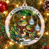 Personalized Until We Croak Frog Couple Acrylic Christmas Ornament with Name Charms