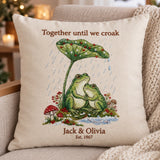 Personalized Until We Croak Frog Couple Embroidered Pillow